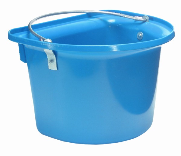 wateremmer, waterbak, staling, blauw, groen, rood, zwart, voederbak, basis, emmer, voederemmer, wateremmer, kunststof, plastiek, bevestigingshaken, haken, muurhaken, hengel, met hengel, zonder hengel, goedkoop, basis